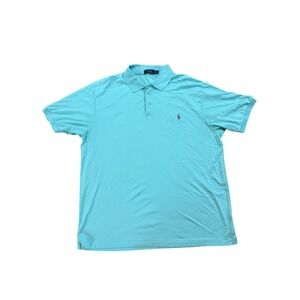 Polo Ralph Lauren Men's Aqua Blue Golf Polo Shirt XLT Tall Flesh Pony Logo
